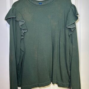 Old Navy Green Ruffled Sweatshirt with Long Sleeves